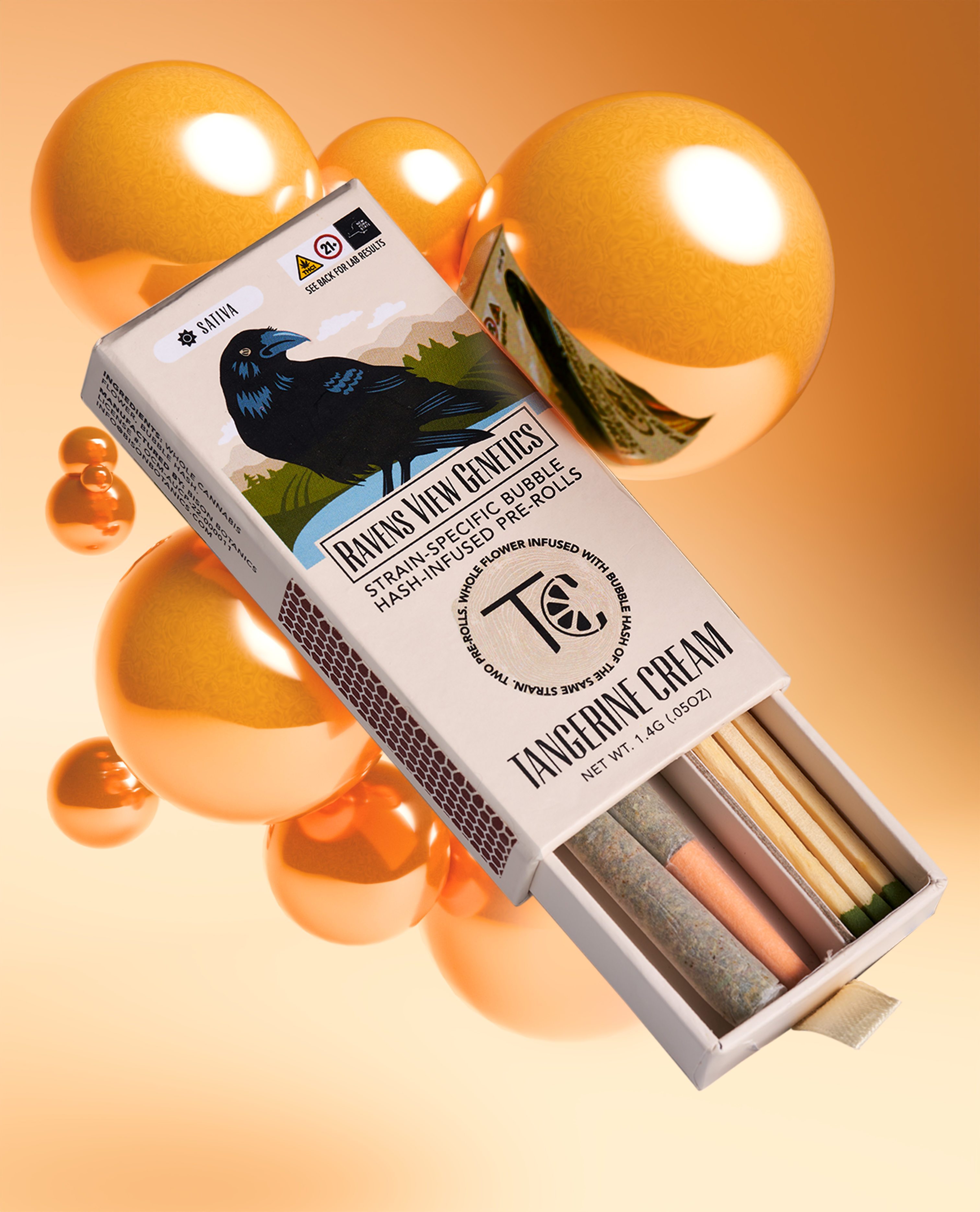 Raven's View Genetics bublesorange Raven's view Genetics, 2pk - .7g Tangerine Cream Infused Prerolls, Overagemart.com